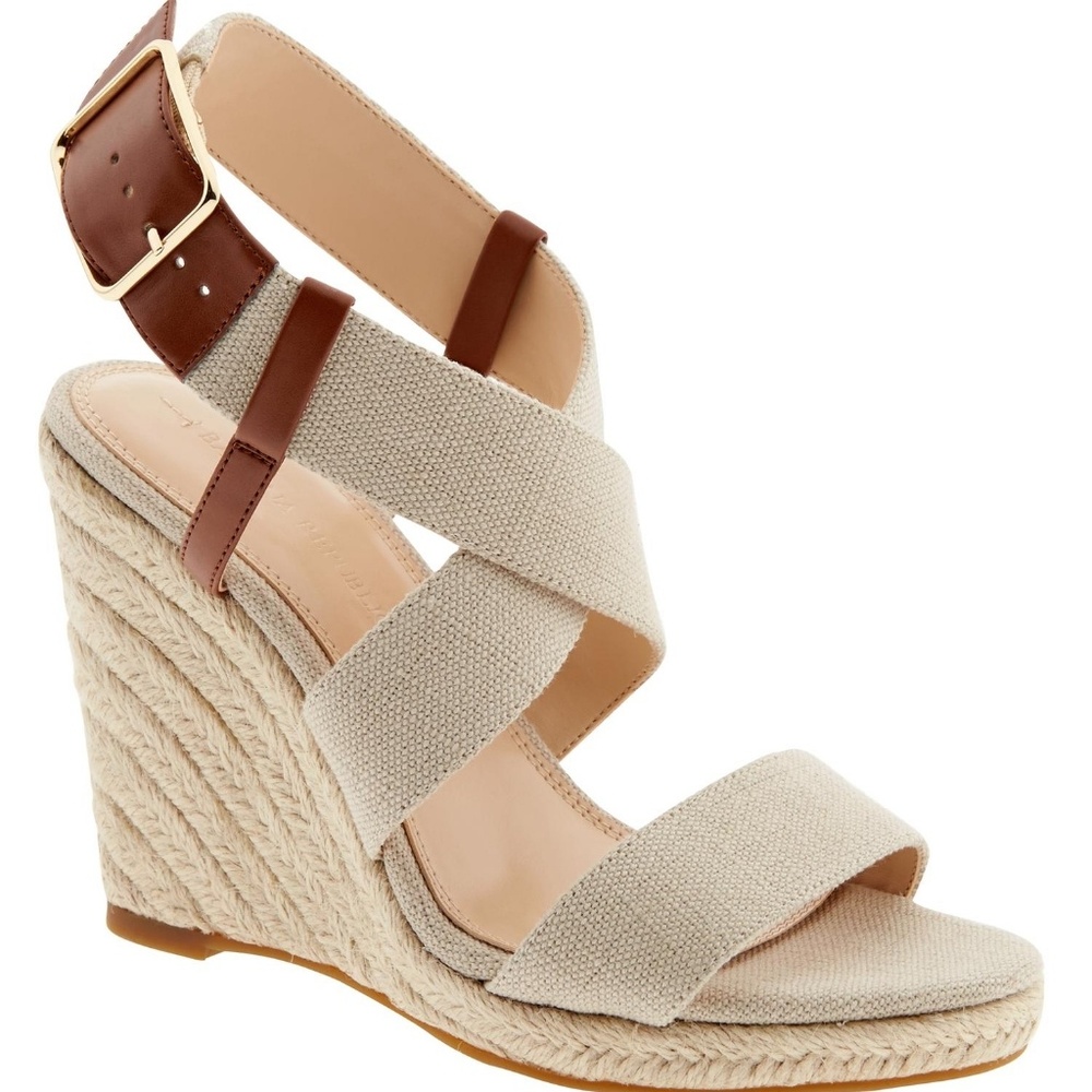 BANANA REPUBLIC FLAX WEDGE JUTE ESPADRILLE SANDAL - Picture 3 of 8